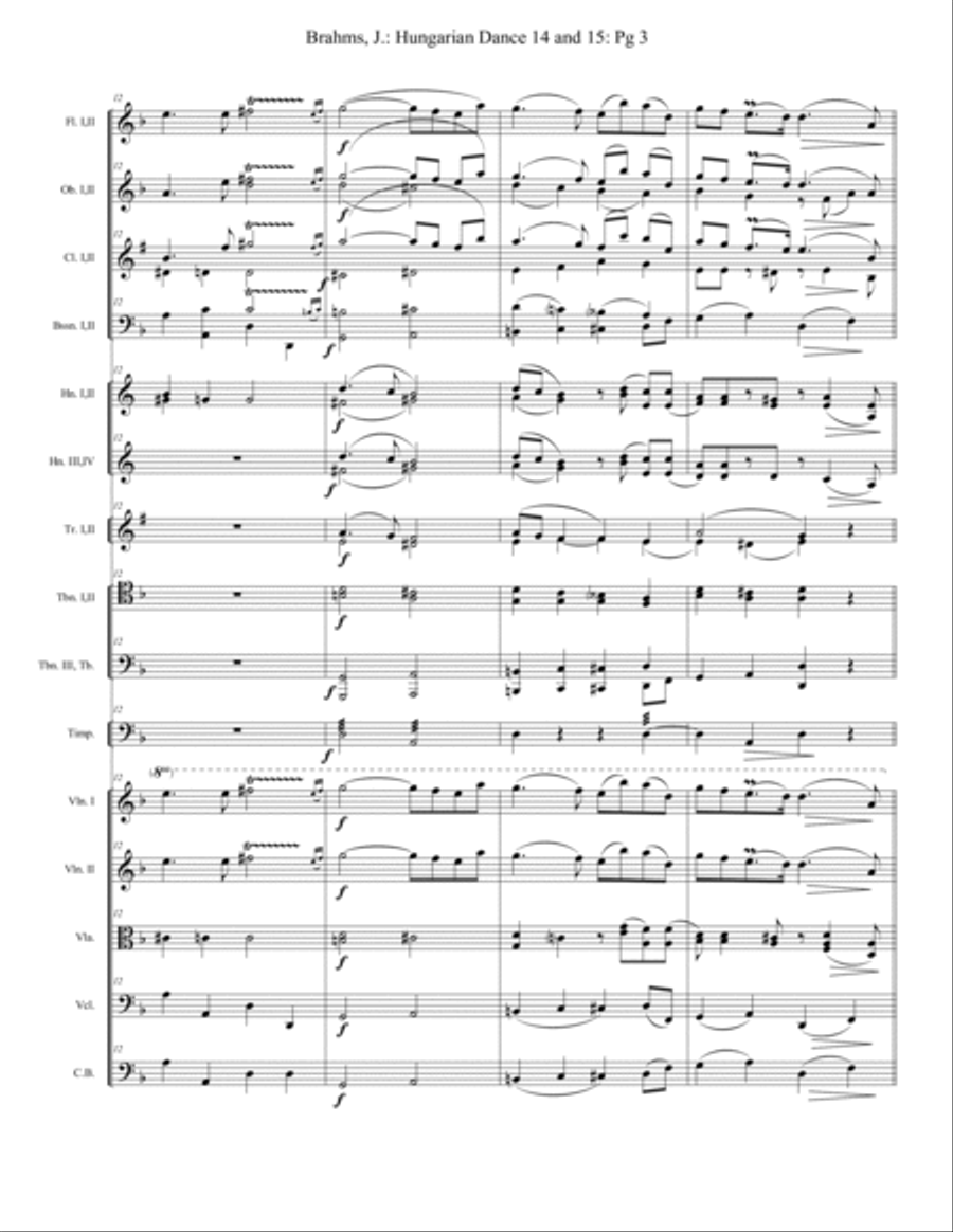 Hungarian Dances 14 and 15 - Extra Score Full Orchestra scores gallery preview page 3