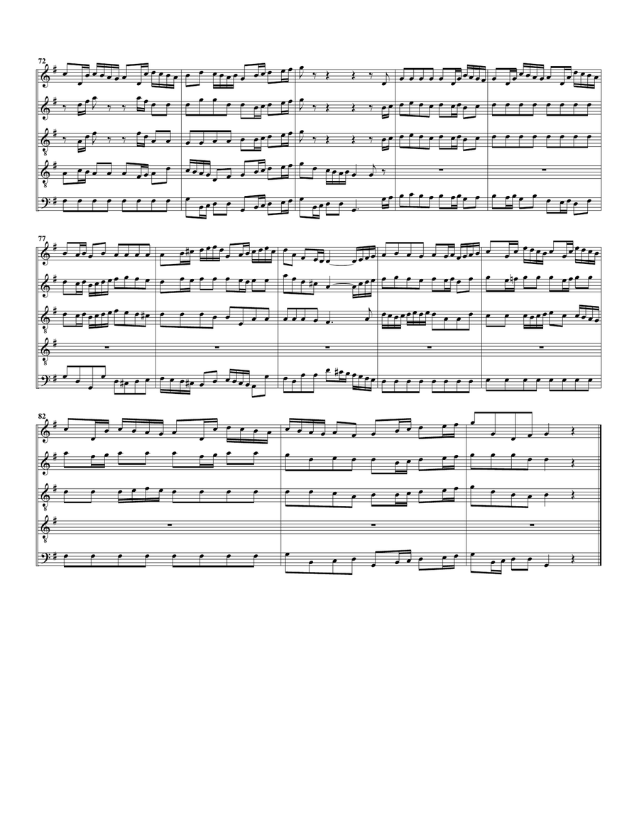 Aria: Wie will ich lustig lachen from Cantata BWV 205 (arrangement for 5 recorders) Recorder scores gallery preview page 6