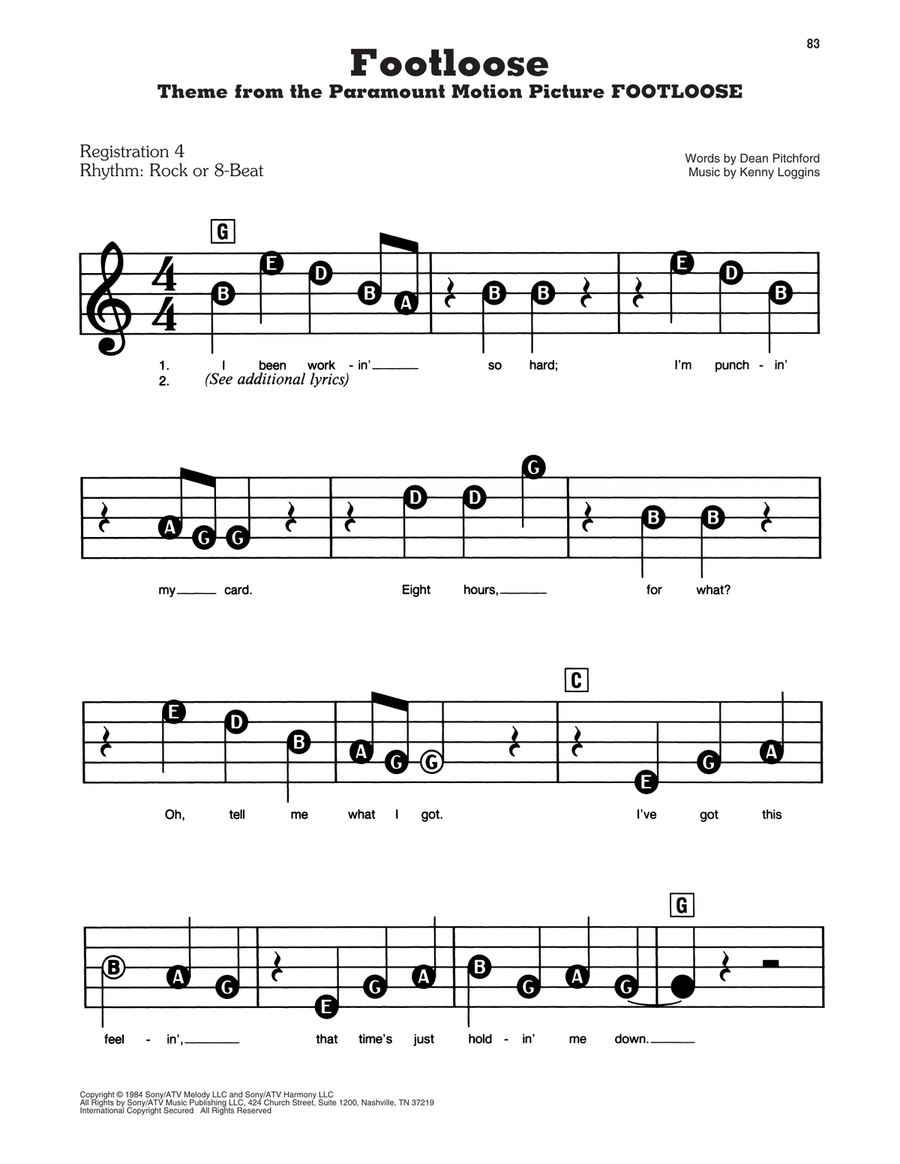 Footloose Electronic Keyboard scores gallery preview page 1