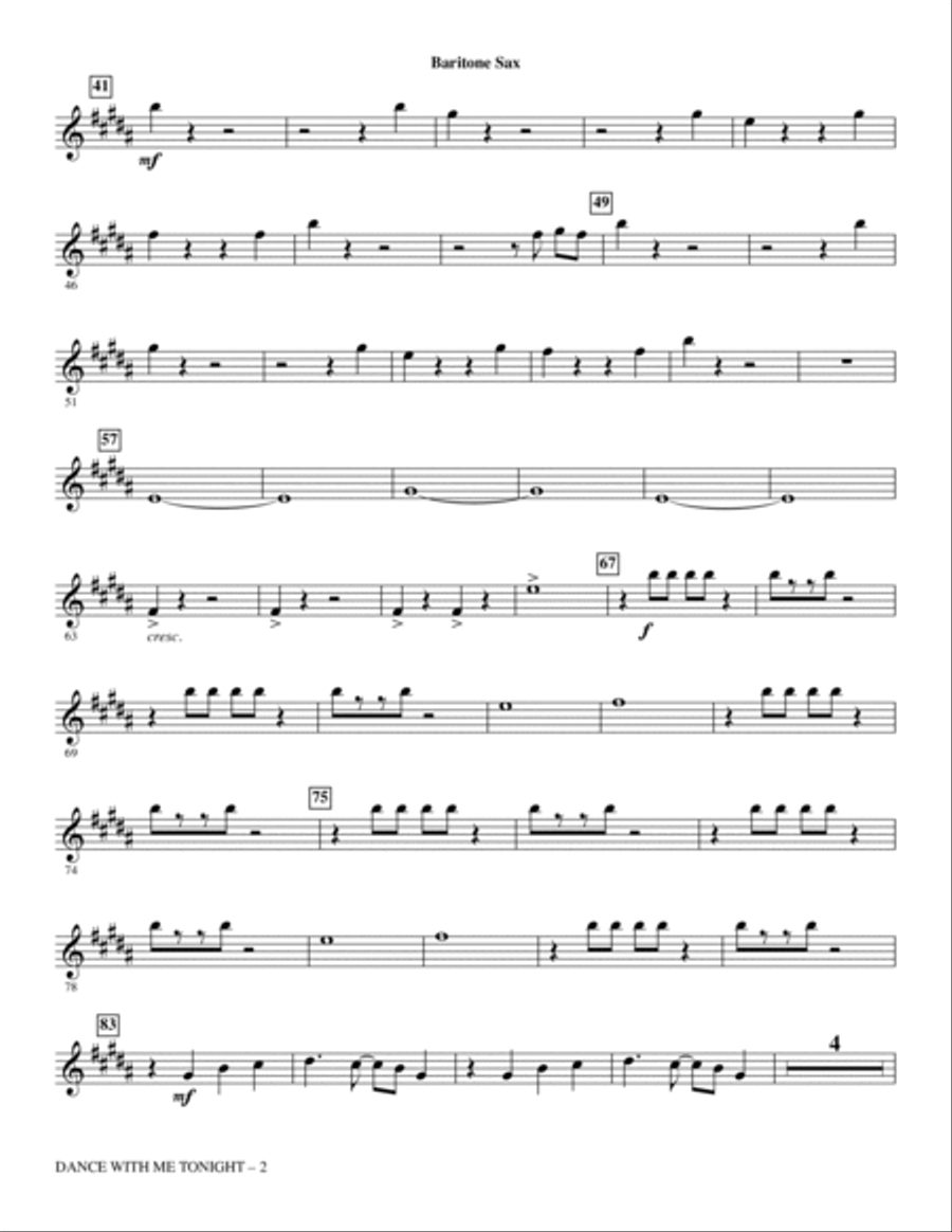 Dance with Me Tonight - Baritone Sax Choir scores gallery preview page 2