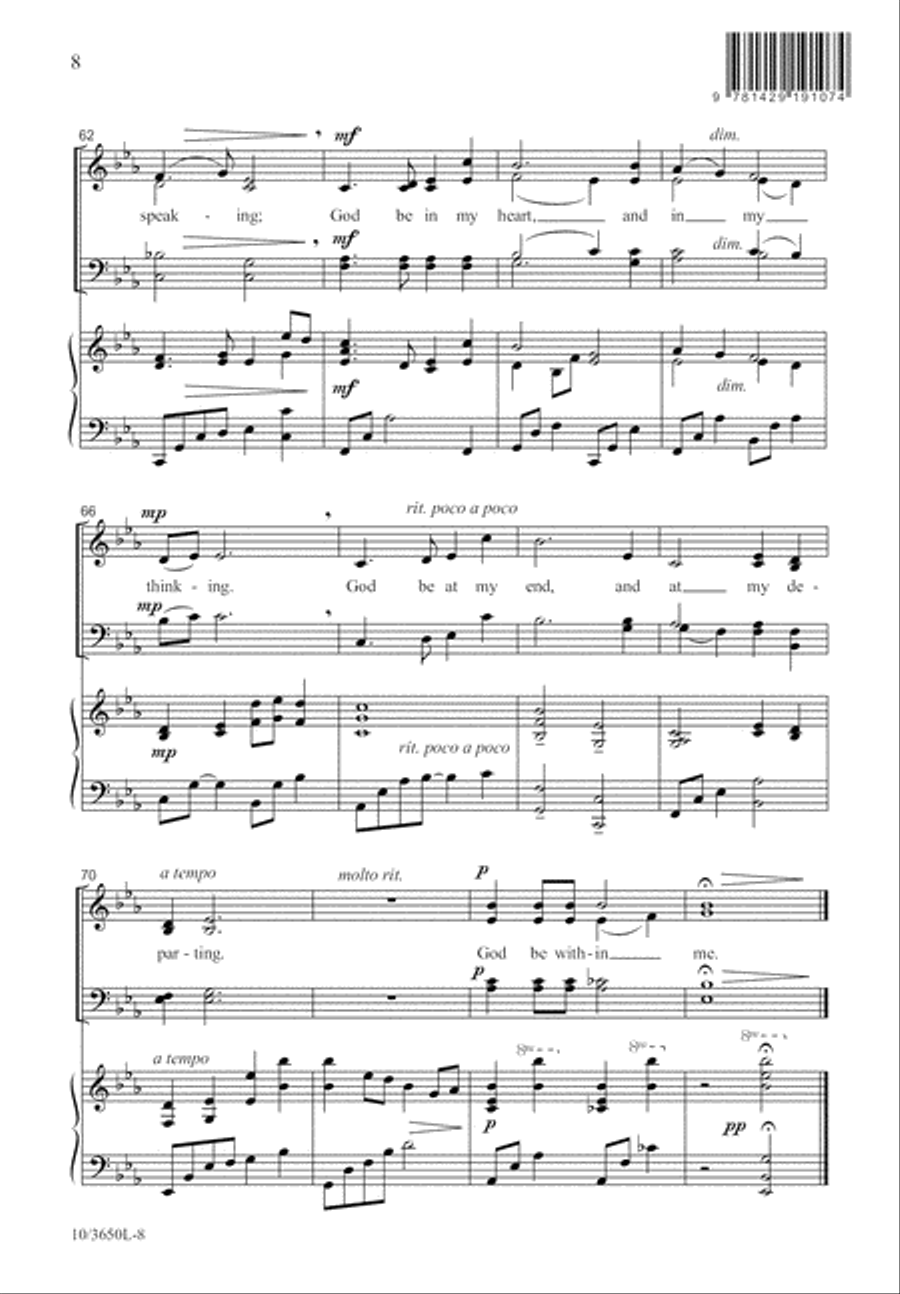 God Be in My Head 4-Part scores gallery preview page 9