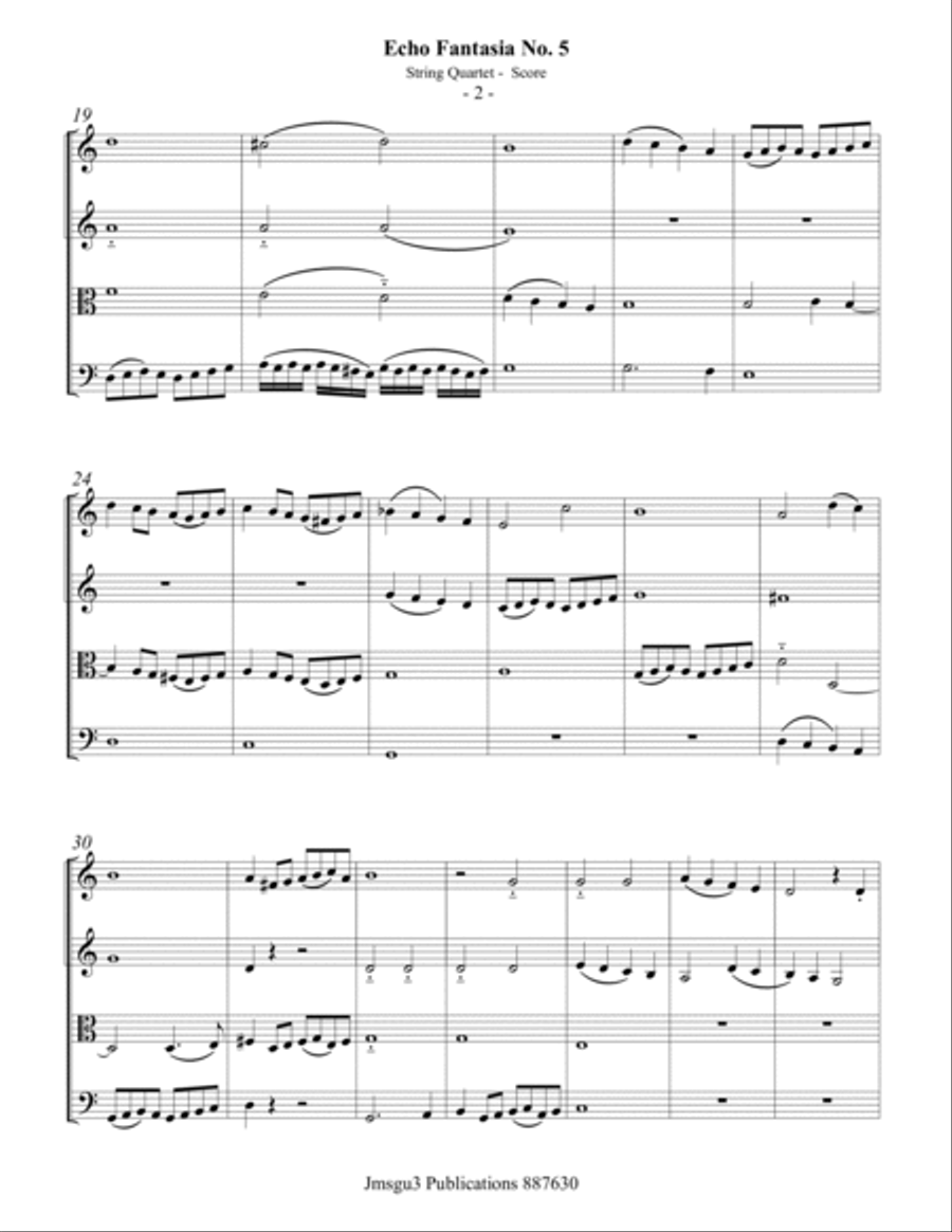 Sweelinck: Echo Fantasia No. 5 for String Quartet String Quartet scores gallery preview page 2