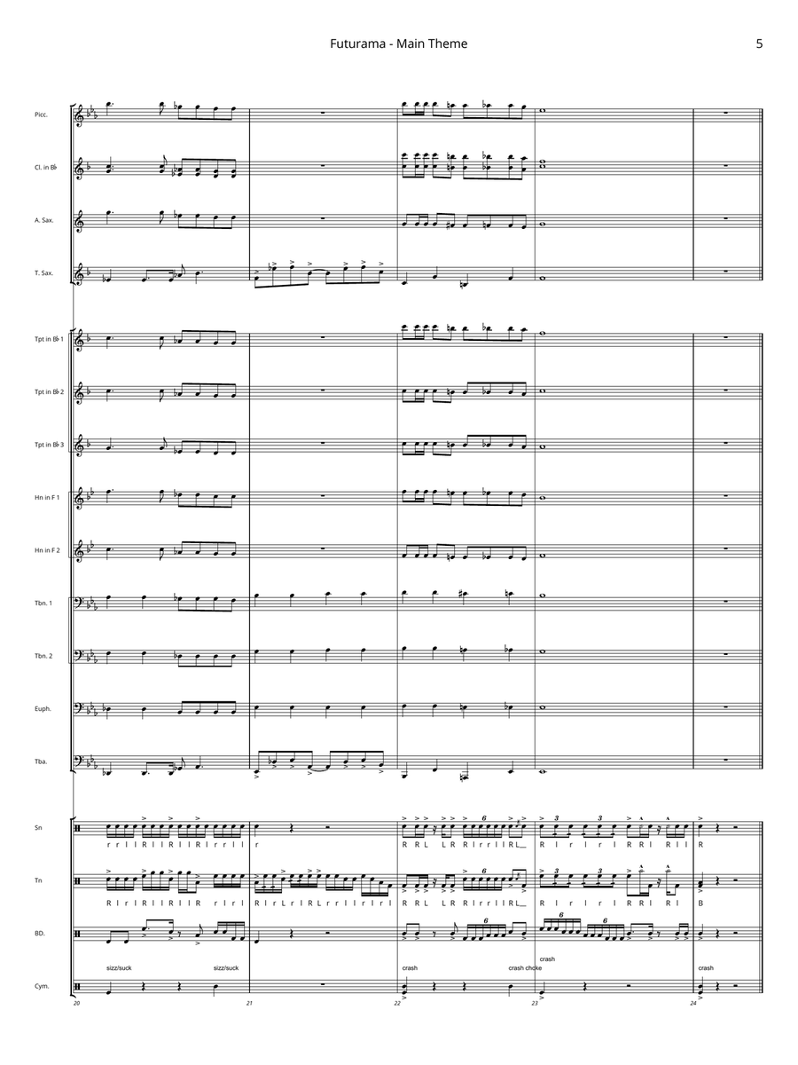 Futurama Theme Marching Band scores gallery preview page 5