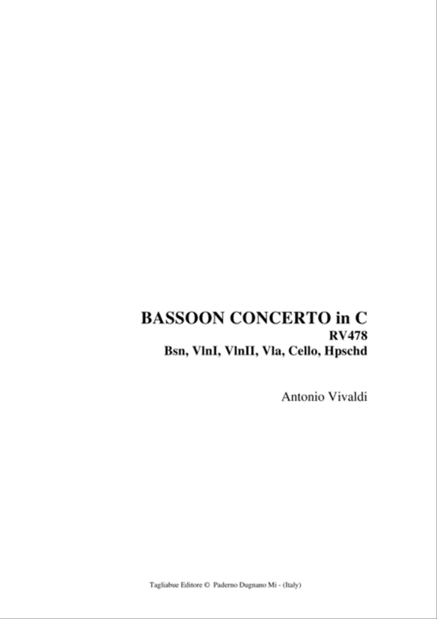 BASSOON CONCERTO in C RV478 - With Parts String Orchestra scores gallery preview page 1