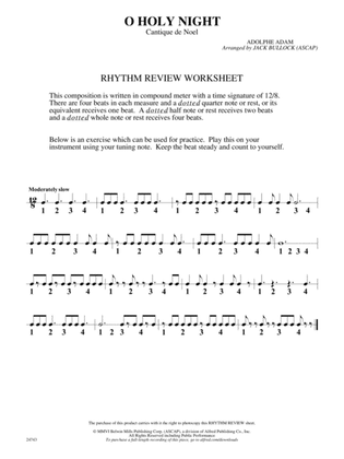 O Holy Night (Cantique de Noel): Rhythm Review Worksheet