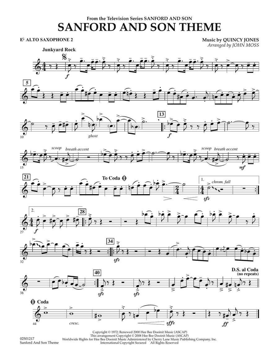 Sanford And Son Theme - Eb Alto Saxophone 2 Concert Band scores gallery preview page 1