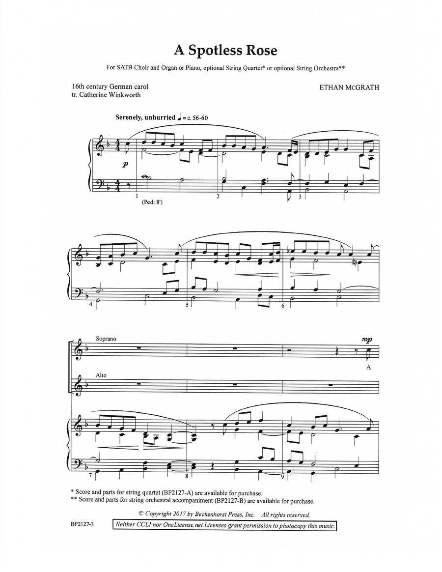 A Spotless Rose 4-Part scores gallery preview page 2