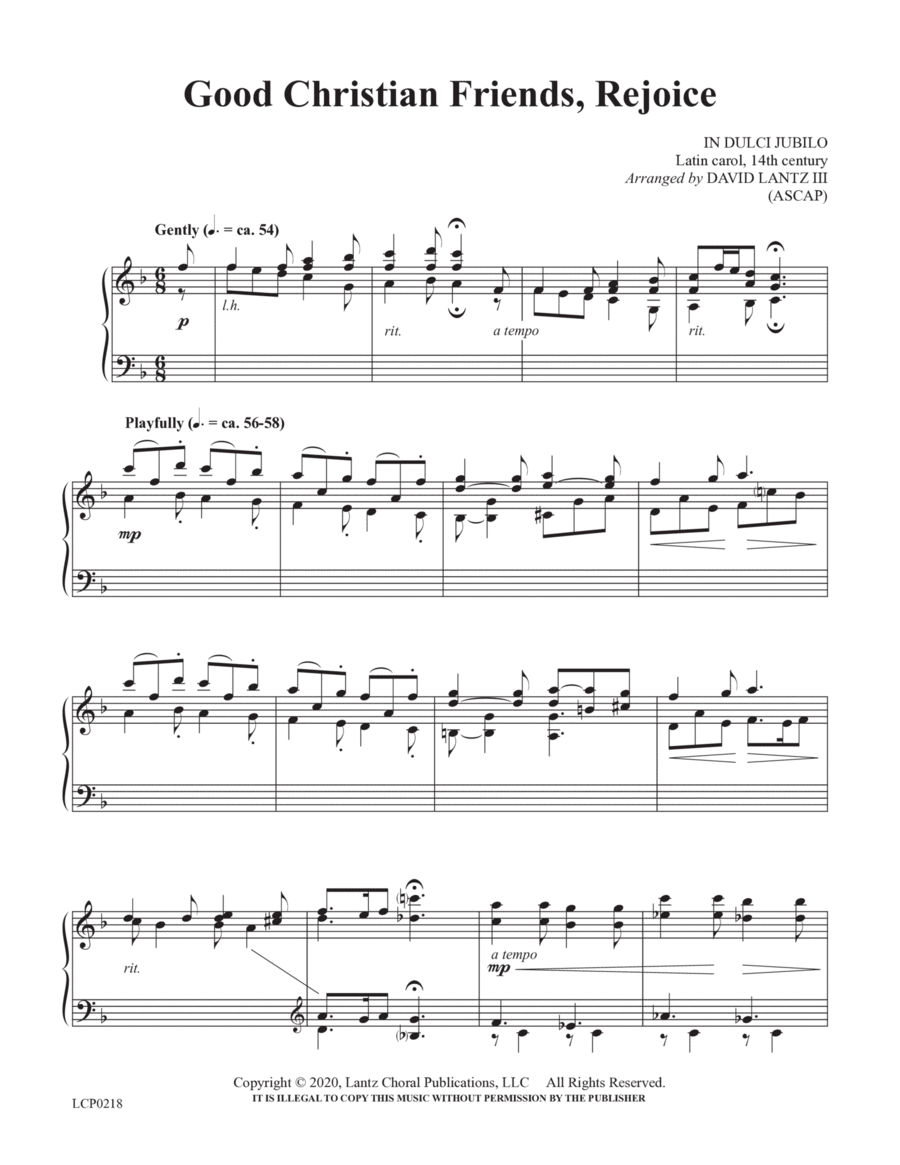 Good Christian Friends, Rejoice Piano Solo scores gallery preview page 1