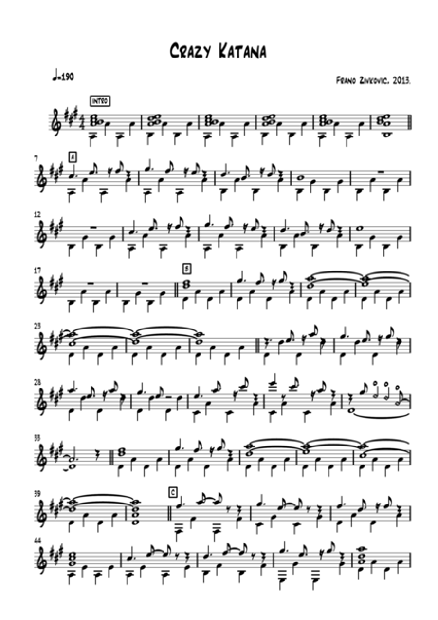 Crazy Katana Crazy Katana Guitar Solo scores gallery preview page 2