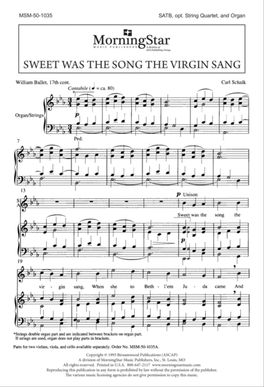 Sweet Was the Song the Virgin Sang 4-Part scores gallery preview page 1
