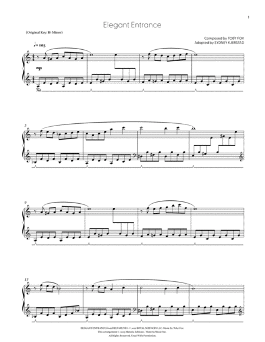Elegant Entrance (DELTARUNE Chapter 2 - Piano Sheet Music) Easy Piano scores gallery preview page 2