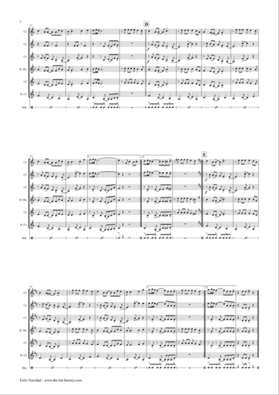 Feliz Navidad Woodwind Ensemble scores gallery preview page 3
