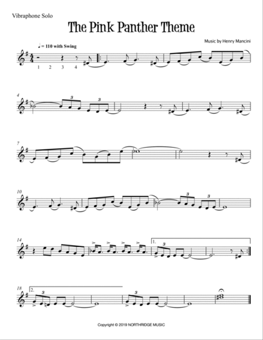 The Pink Panther The Pink Panther Percussion Ensemble scores gallery preview page 1