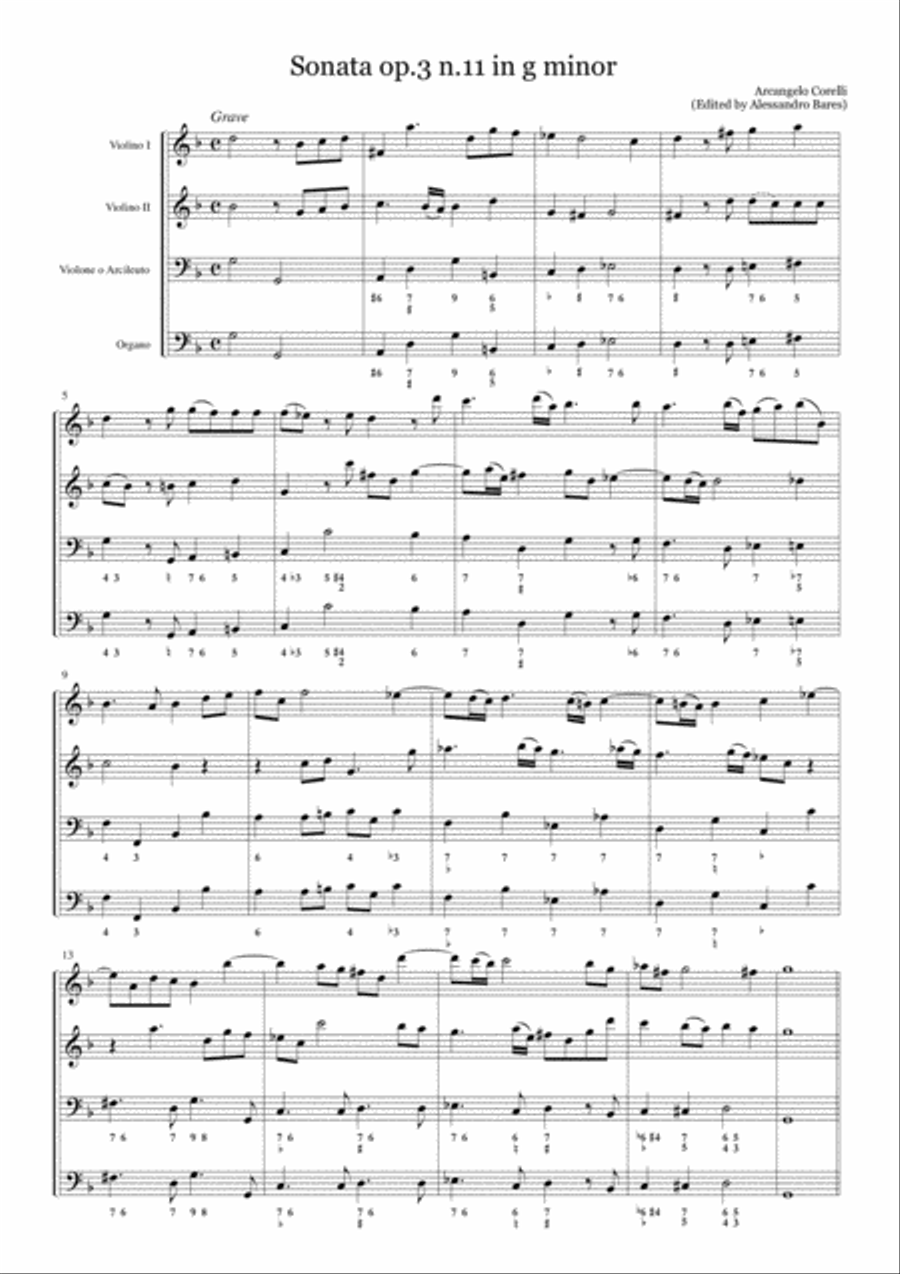 Corelli, Sonata op.3 n.11 in g minor Small Ensemble scores gallery preview page 2
