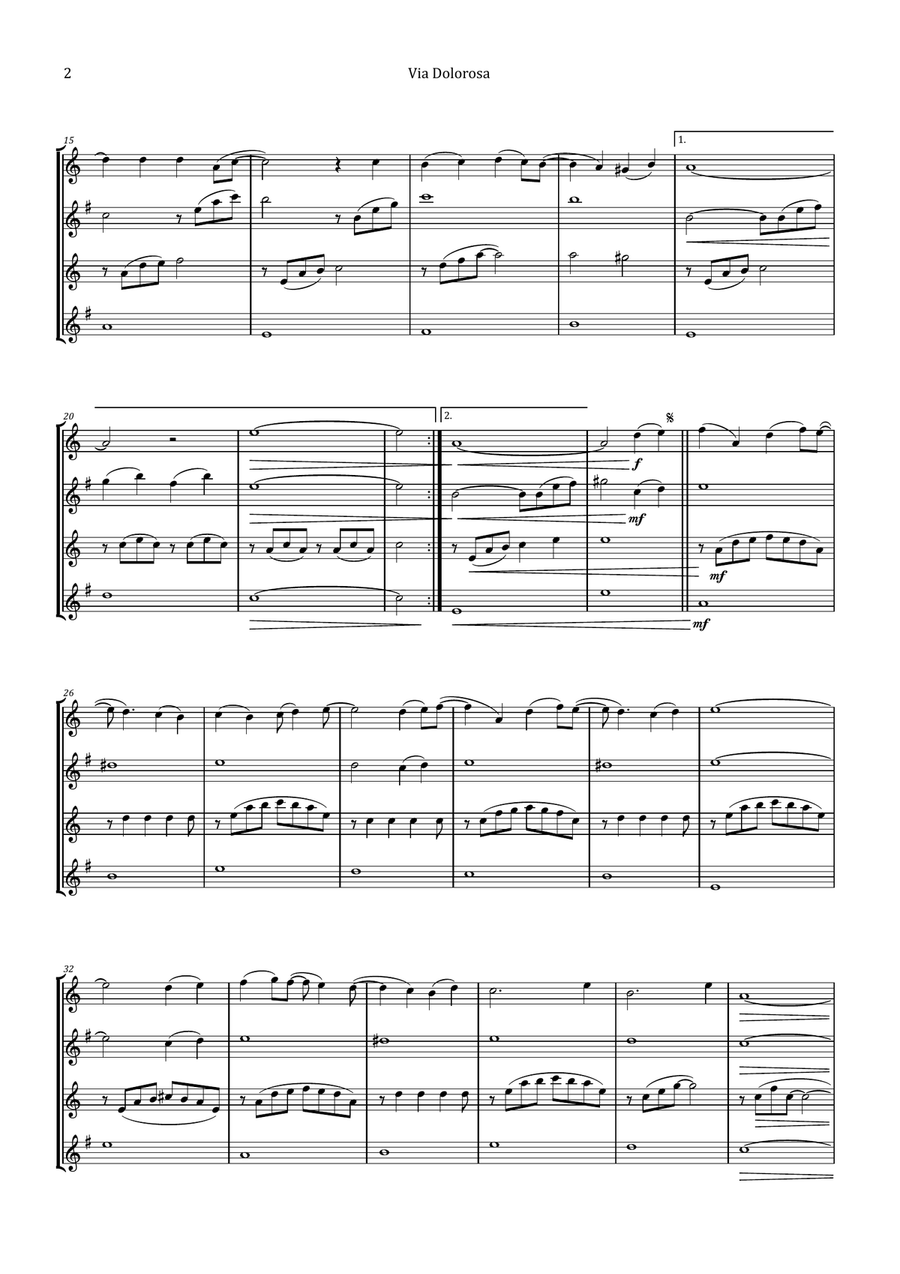 Via Dolorosa Saxophone Quartet scores gallery preview page 2