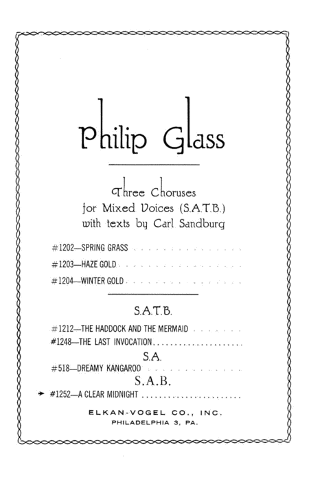 Philip Glass: A Clear Midnight