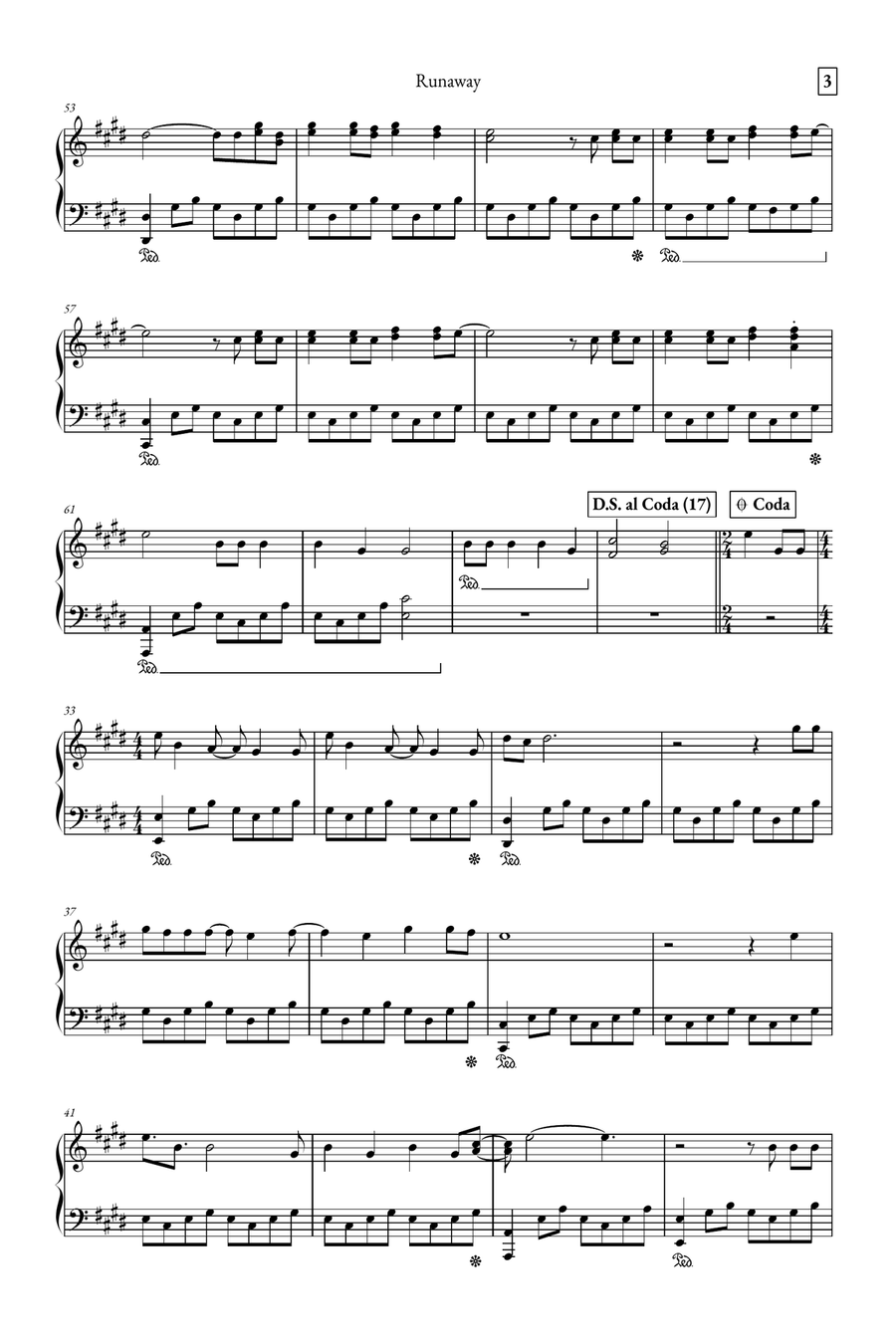 Runaway Easy Piano scores gallery preview page 3