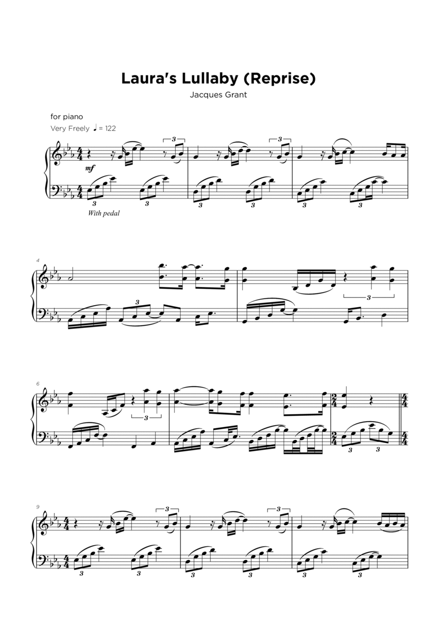 Laura’s Lullaby Piano Solo scores gallery preview page 1