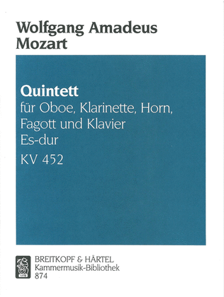 Book cover for Piano Quintet in Eb major K. 452