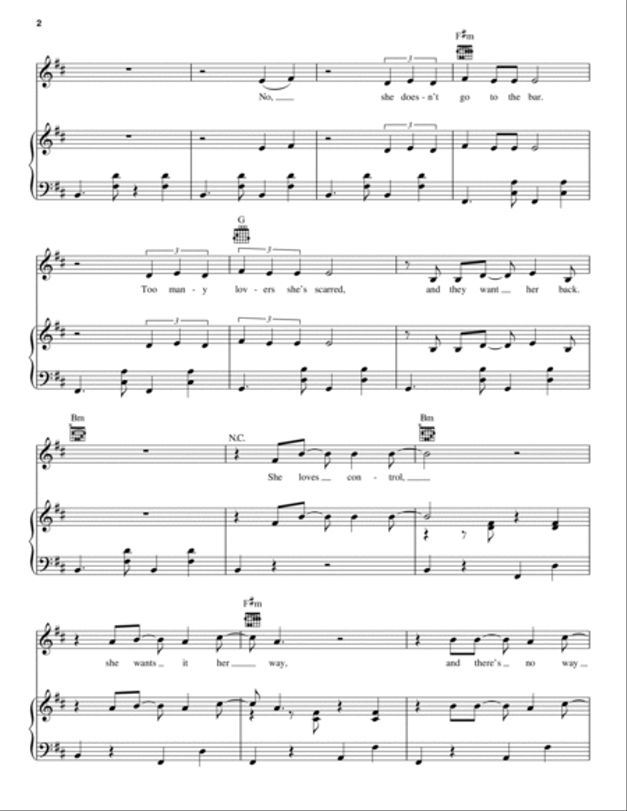 She Loves Control Piano, Vocal, Guitar scores gallery preview page 2