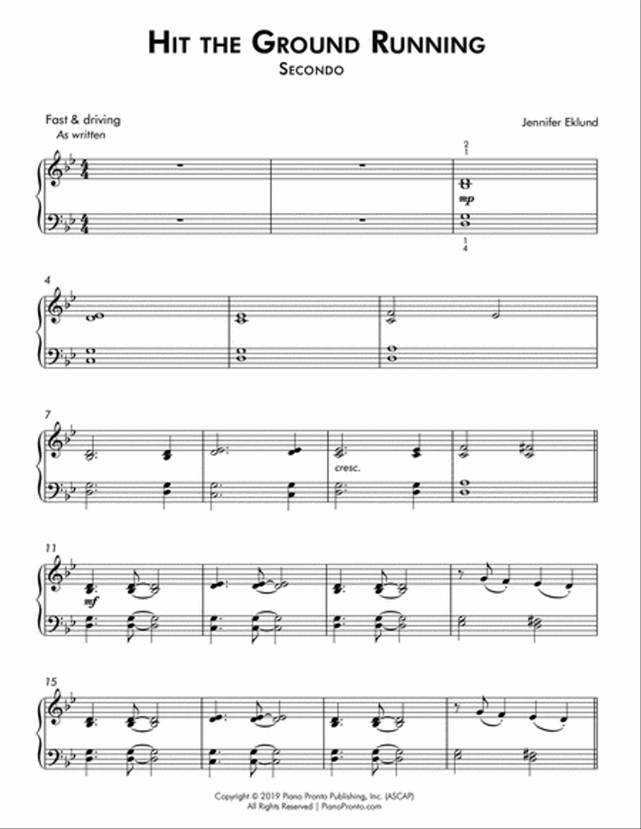 Hit the Ground Running (Easy Piano Trio) Easy Piano scores gallery preview page 4