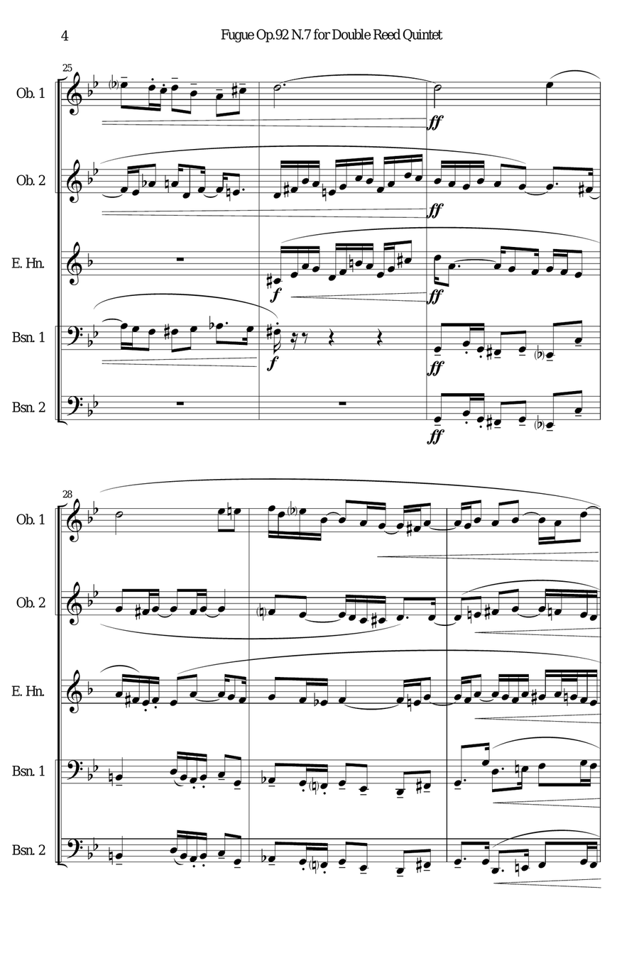 Fugue Op.92 N.7 for Double Reed Quintet Woodwind Quintet scores gallery preview page 4