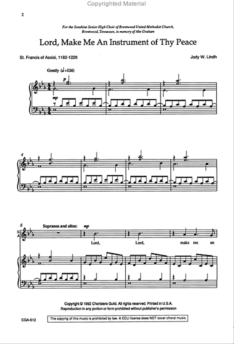 Lord, Make Me an Instrument of Thy Peace 4-Part scores gallery preview page 2
