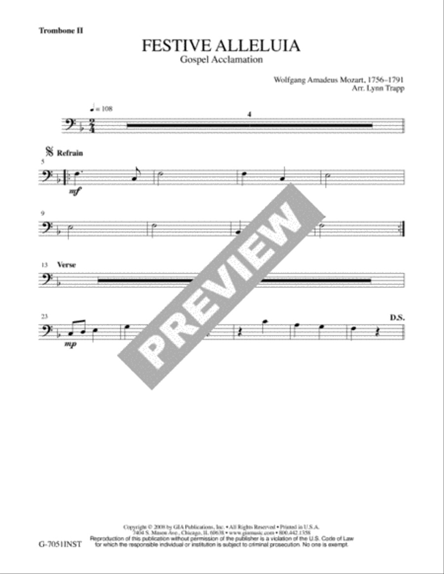 Festive Alleluia - Instrument edition Trombone scores gallery preview page 4