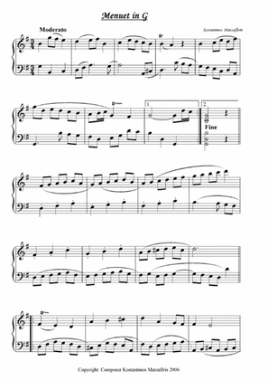 Menuet Solo Piano in G Major