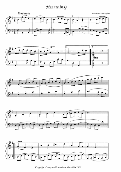 Menuet Solo Piano in G Major