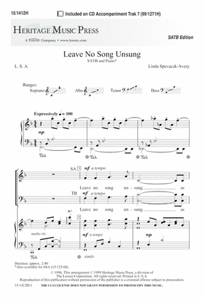 Book cover for Leave No Song Unsung