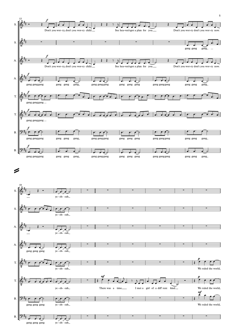 Don't You Worry Child A Cappella scores gallery preview page 5