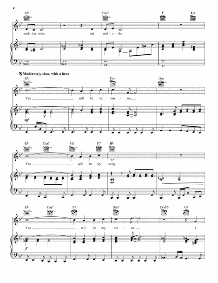 You Will Be My Music Piano, Vocal, Guitar scores gallery preview page 2