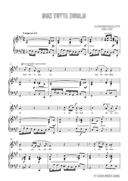 Scarlatti-Son Tutta Duolo in f sharp minor,for Voice and Piano image number null