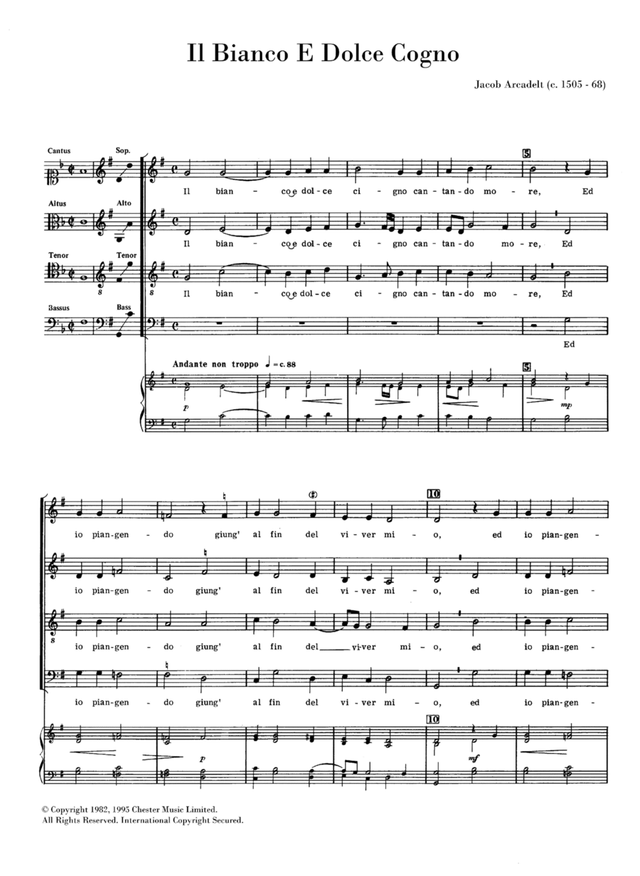 Il Bianco E Dolce Cigno 4-Part scores gallery preview page 1