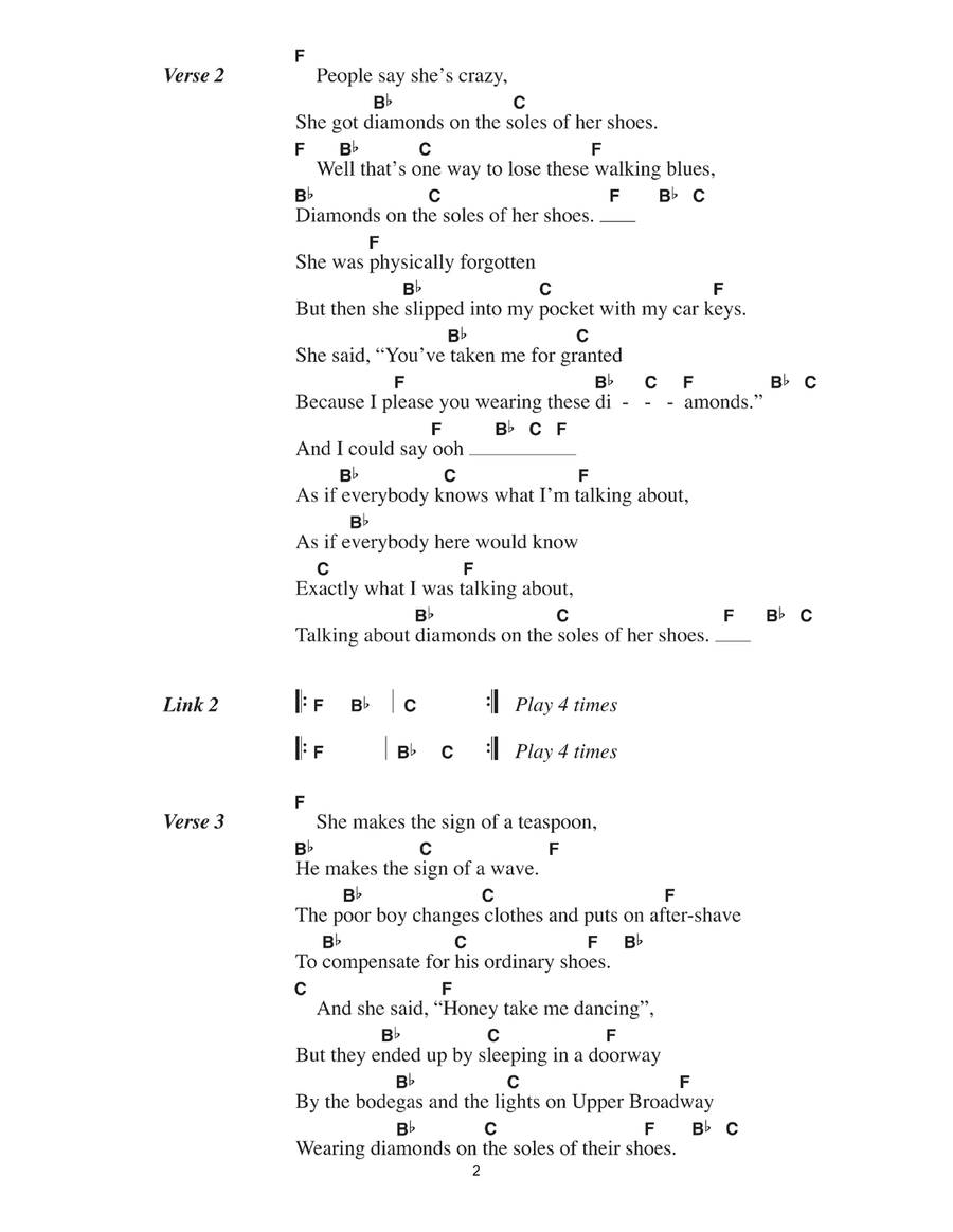 Diamonds On The Soles Of Her Shoes Piano Solo scores gallery preview page 2