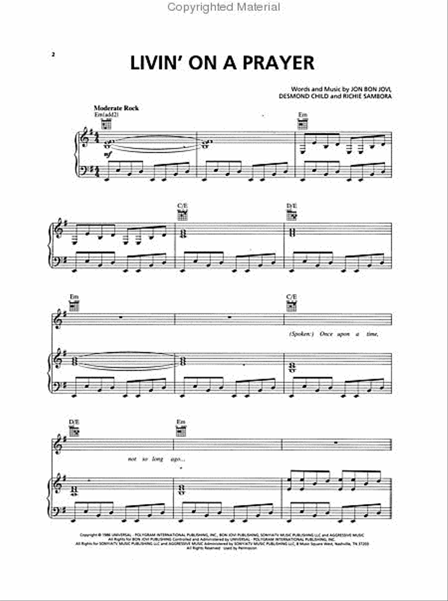 Bon Jovi Greatest Hits Piano, Vocal, Guitar scores gallery preview page 2