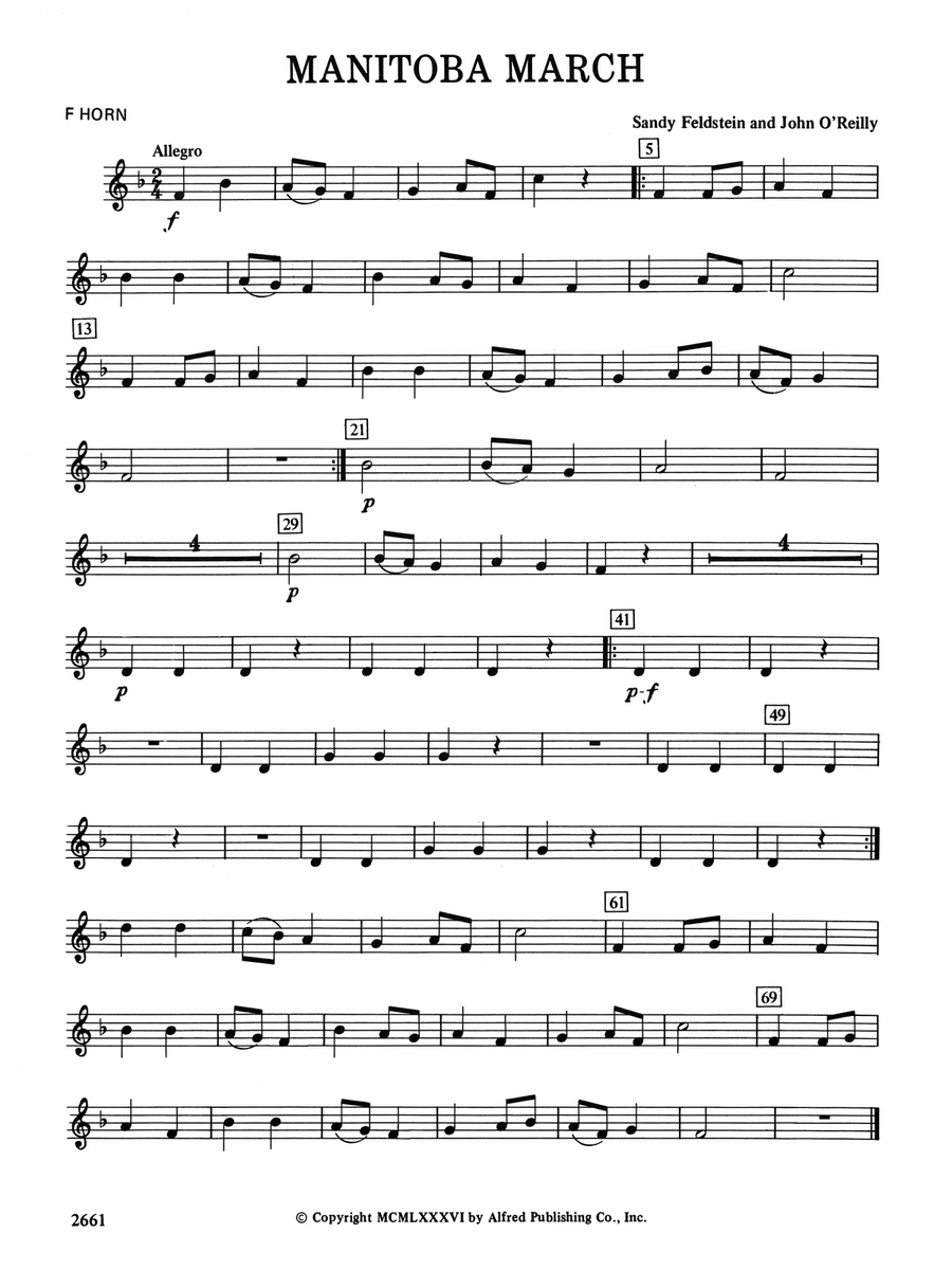 Manitoba March: 1st F Horn