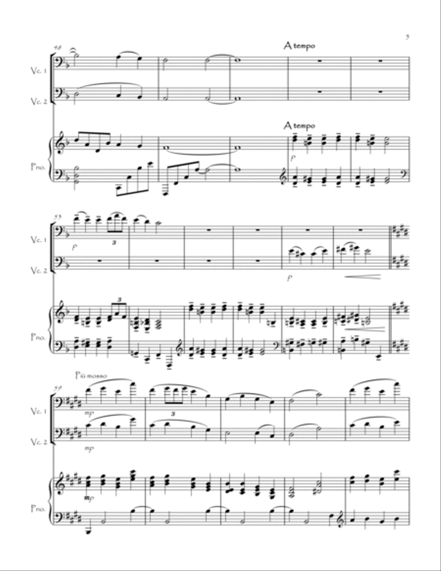 Reverie for Cello Duet and Piano String Duet scores gallery preview page 6