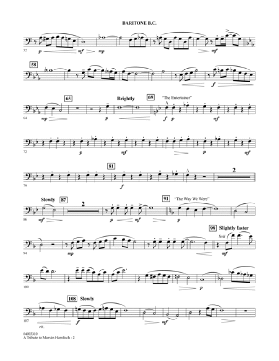 A Tribute To Marvin Hamlisch - Baritone B.C. Concert Band scores gallery preview page 2