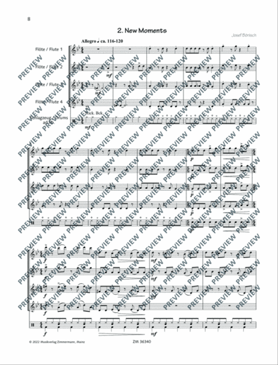 Four little Pop Tunes Flute scores gallery preview page 9