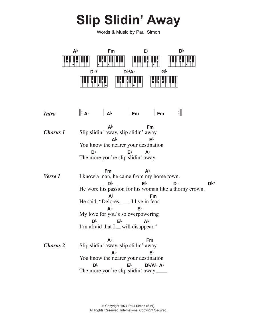 Slip Slidin' Away Piano Solo scores gallery preview page 1
