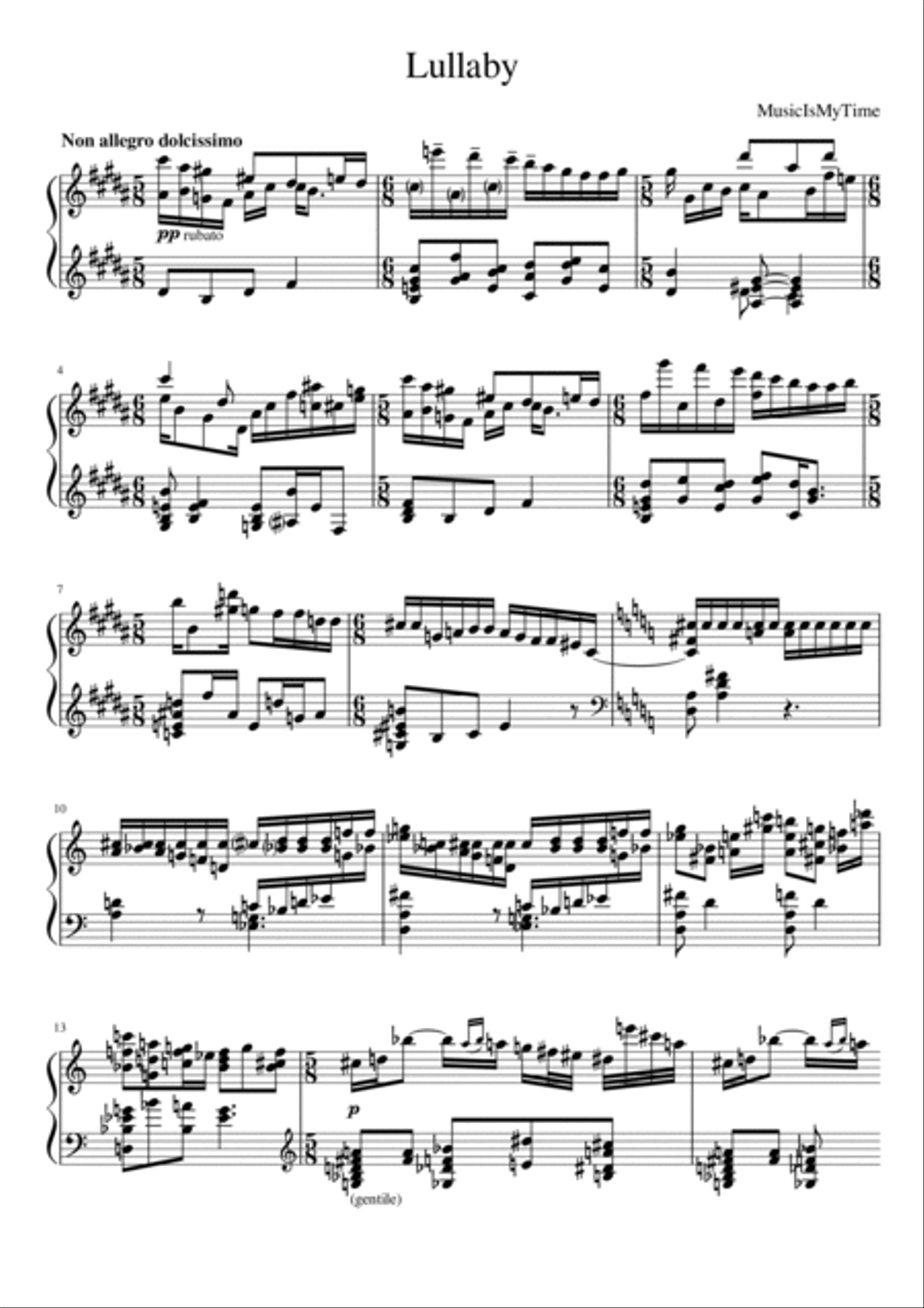 Lullaby Lullaby Piano Solo scores gallery preview page 1