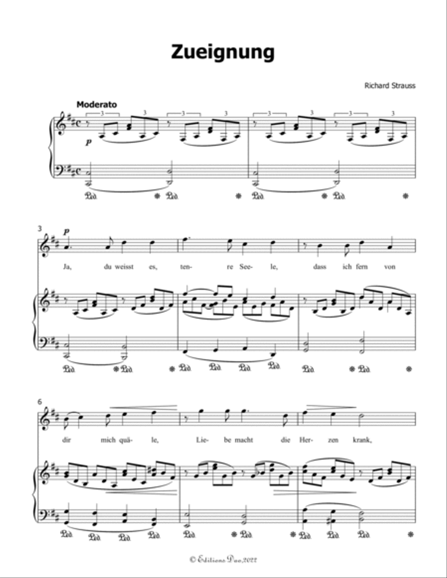 Zueignung, by Richard Strauss, in D Major Voice scores gallery preview page 3