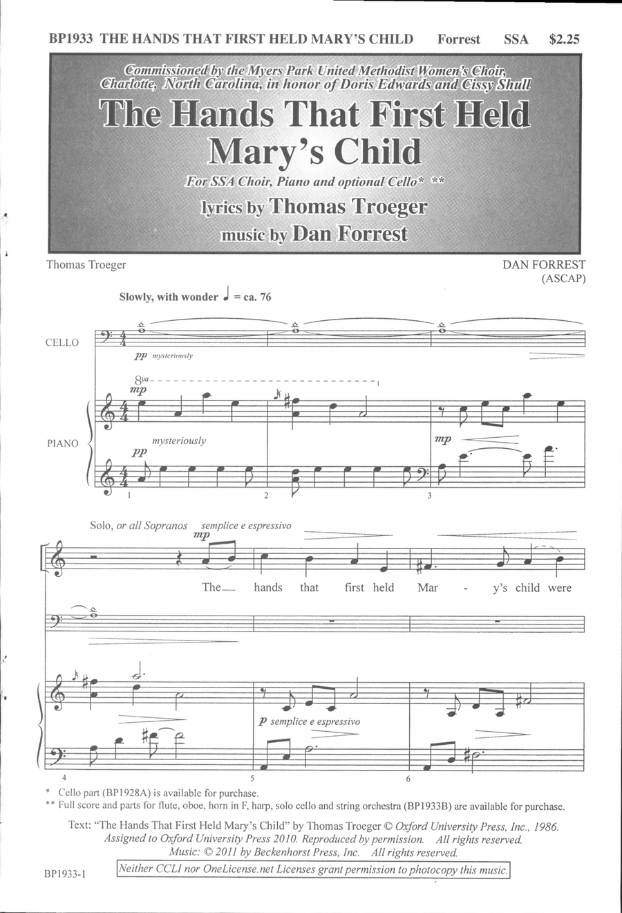 The Hands That First Held Mary's Child - SSA SSA scores gallery preview page 2