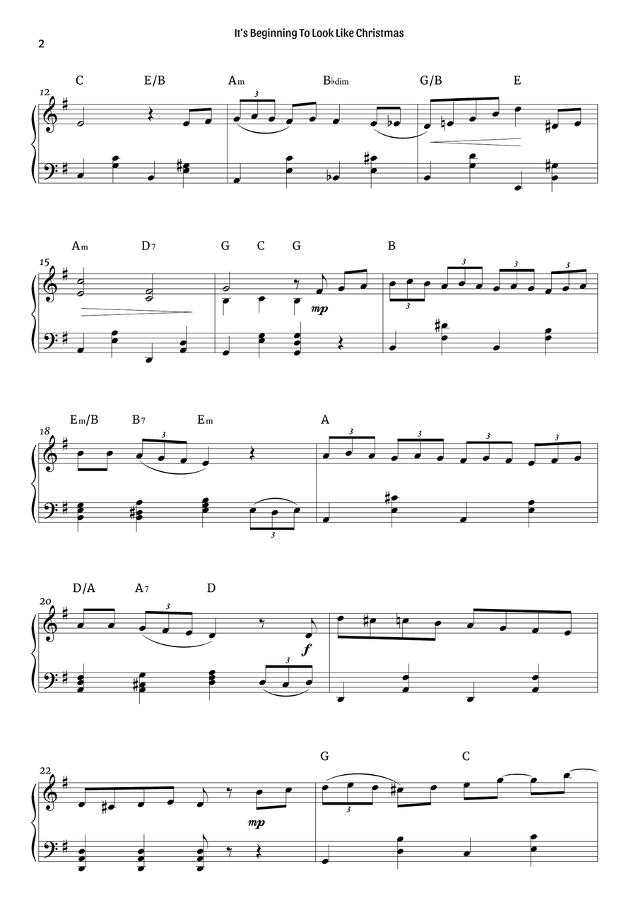 It's Beginning To Look Like Christmas Piano Solo scores gallery preview page 2