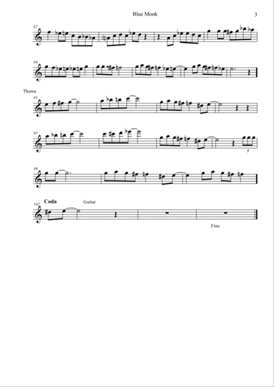 Blue Monk Blue Monk Clarinet scores gallery preview page 3