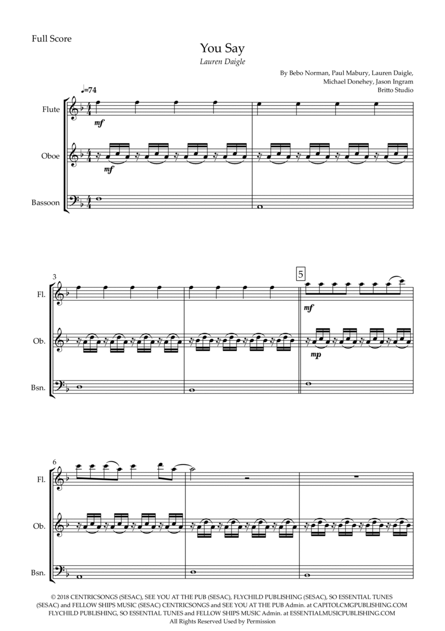 You Say Woodwind Trio scores gallery preview page 1