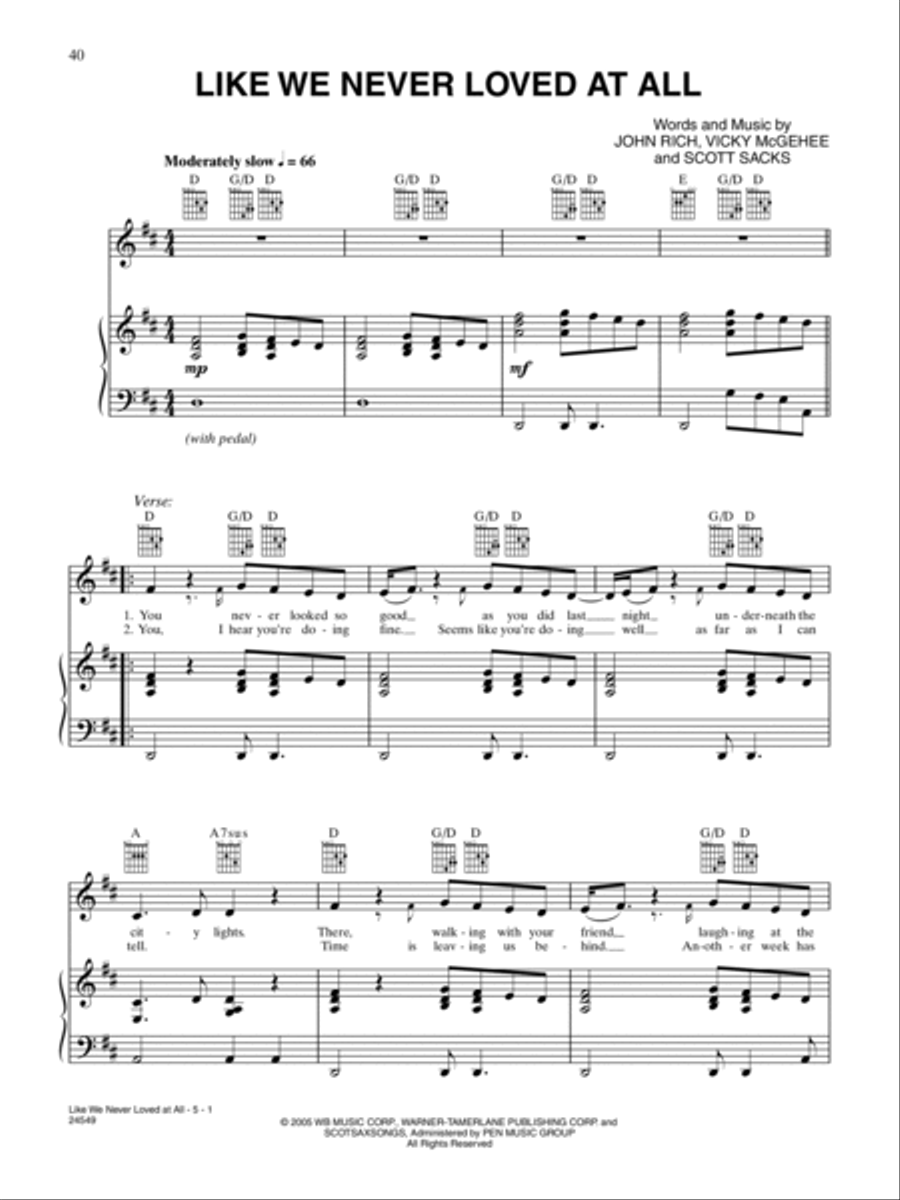 Like We Never Loved At All Piano, Vocal, Guitar scores gallery preview page 1