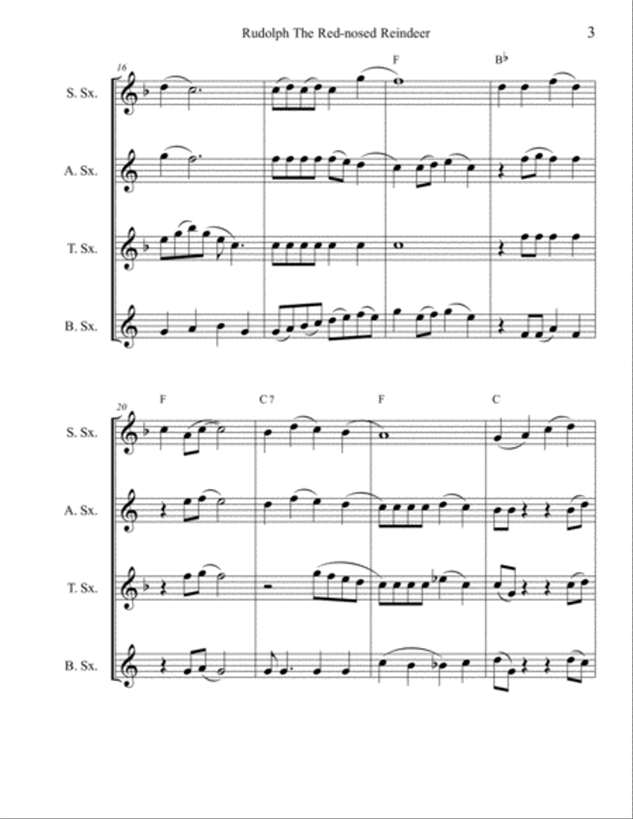 Rudolph The Red-nosed Reindeer Rudolph The Red-nosed Reindeer Woodwind Quartet scores gallery preview page 3